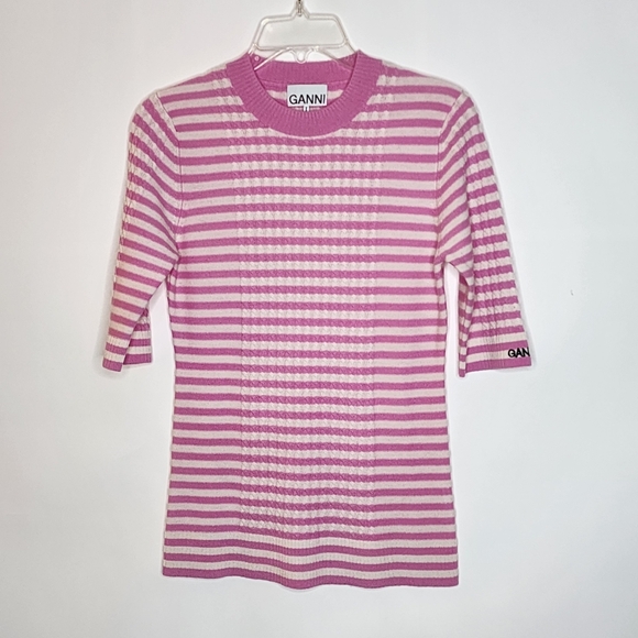 GANNI Pink & White Striped Sweater - Picture 4 of 11
